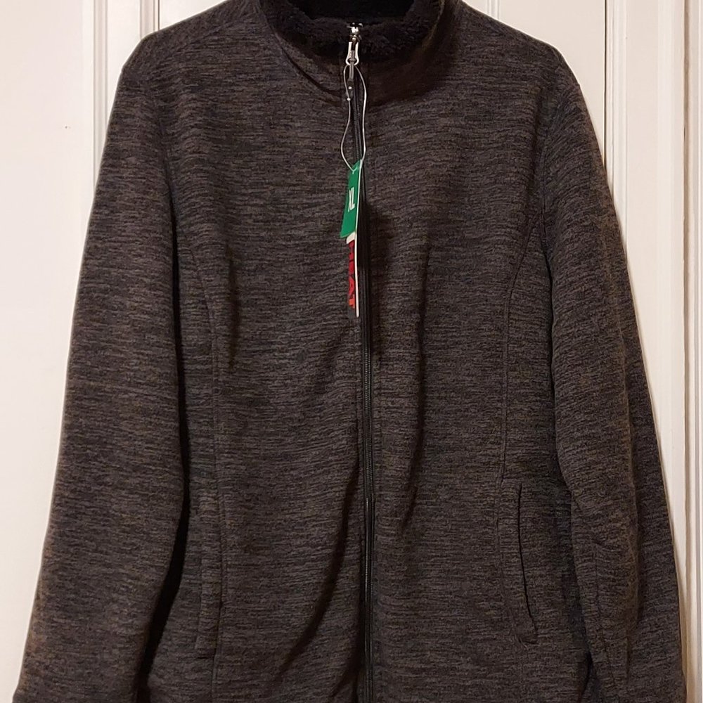 32 Degrees Heat Unisex Full Zip Plush Fleece Jacket (Large, Charcoal Gray)